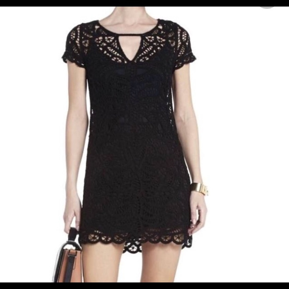 BCBG maxazria Lalinda Black Lace Crochet Dress